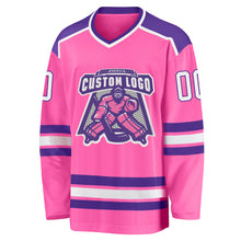 Laden Sie das Bild in den Galerie-Viewer, Custom Pink White-Purple Hockey Jersey
