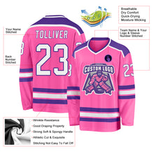 Laden Sie das Bild in den Galerie-Viewer, Custom Pink White-Purple Hockey Jersey
