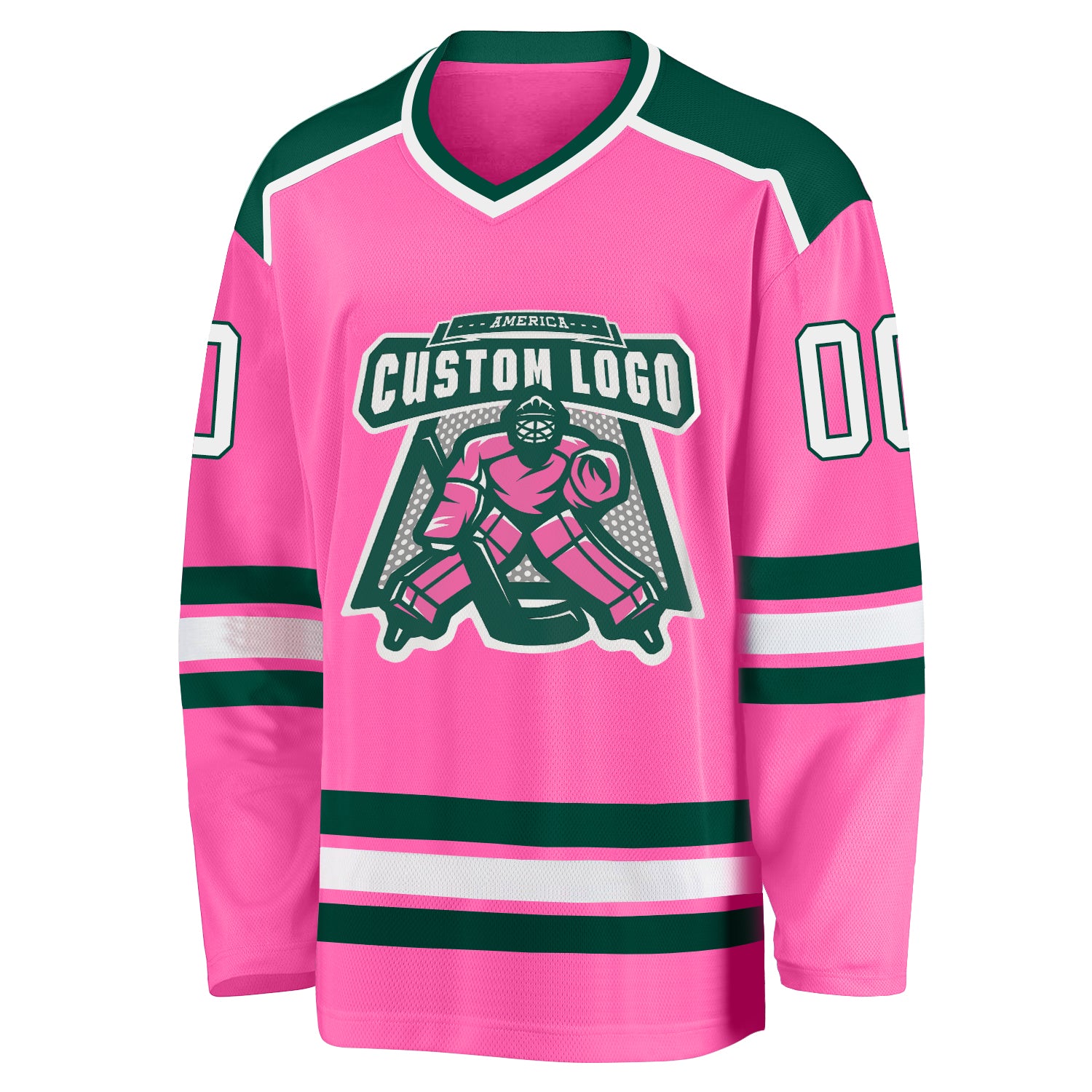 Custom Hockey Jersey Neon Green Navy-Pink