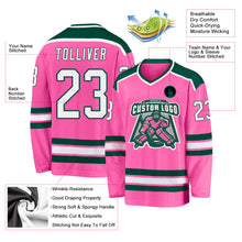 Laden Sie das Bild in den Galerie-Viewer, Custom Pink White-Green Hockey Jersey
