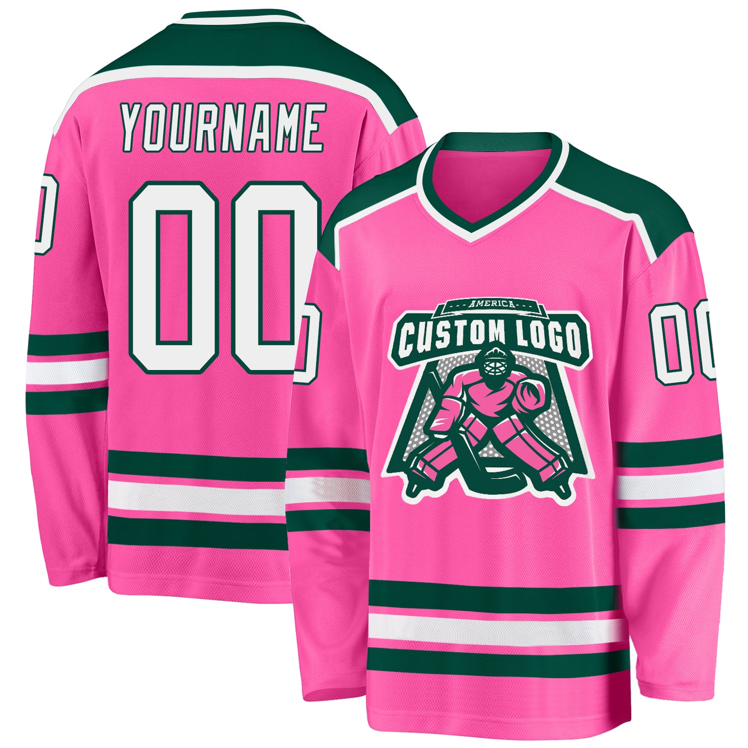 Cheap Custom Green White-Red Hockey Jersey Free Shipping