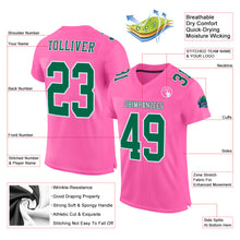 Laden Sie das Bild in den Galerie-Viewer, Custom Pink Kelly Green-White Mesh Authentic Football Jersey
