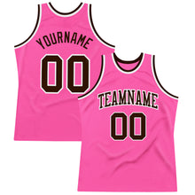 Load image into Gallery viewer, Custom Pink Brown-White Authentic Throwback Basketball Jersey
