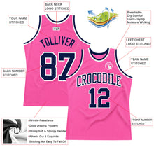 Load image into Gallery viewer, Custom Pink Navy-White Authentic Throwback Basketball Jersey
