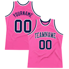 Laden Sie das Bild in den Galerie-Viewer, Custom Pink Navy-White Authentic Throwback Basketball Jersey
