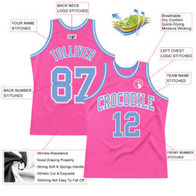 Laden Sie das Bild in den Galerie-Viewer, Custom Pink Light Blue-White Authentic Throwback Basketball Jersey
