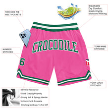 Laden Sie das Bild in den Galerie-Viewer, Custom Pink Kelly Green-White Authentic Throwback Basketball Shorts
