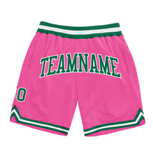 Laden Sie das Bild in den Galerie-Viewer, Custom Pink Kelly Green-White Authentic Throwback Basketball Shorts
