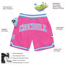 Load image into Gallery viewer, Custom Pink Light Blue-White Authentic Throwback Basketball Shorts
