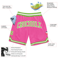 Laden Sie das Bild in den Galerie-Viewer, Custom Pink Neon Green-White Authentic Throwback Basketball Shorts
