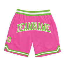 Laden Sie das Bild in den Galerie-Viewer, Custom Pink Neon Green-White Authentic Throwback Basketball Shorts
