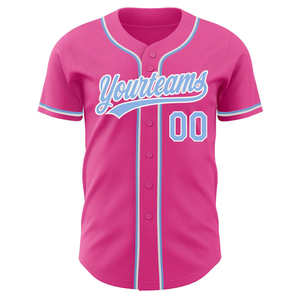 Personalized Light Blue Baseball Jersey With White Piping