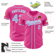Laden Sie das Bild in den Galerie-Viewer, Custom Pink Light Blue-White Authentic Baseball Jersey
