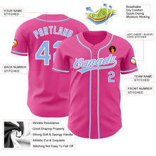 Charger l&#39;image dans la galerie, Custom Pink Light Blue-White Authentic Baseball Jersey

