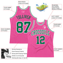Laden Sie das Bild in den Galerie-Viewer, Custom Pink White Pinstripe Kelly Green-White Authentic Basketball Jersey
