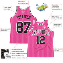 Laden Sie das Bild in den Galerie-Viewer, Custom Pink White Pinstripe Black-White Authentic Basketball Jersey
