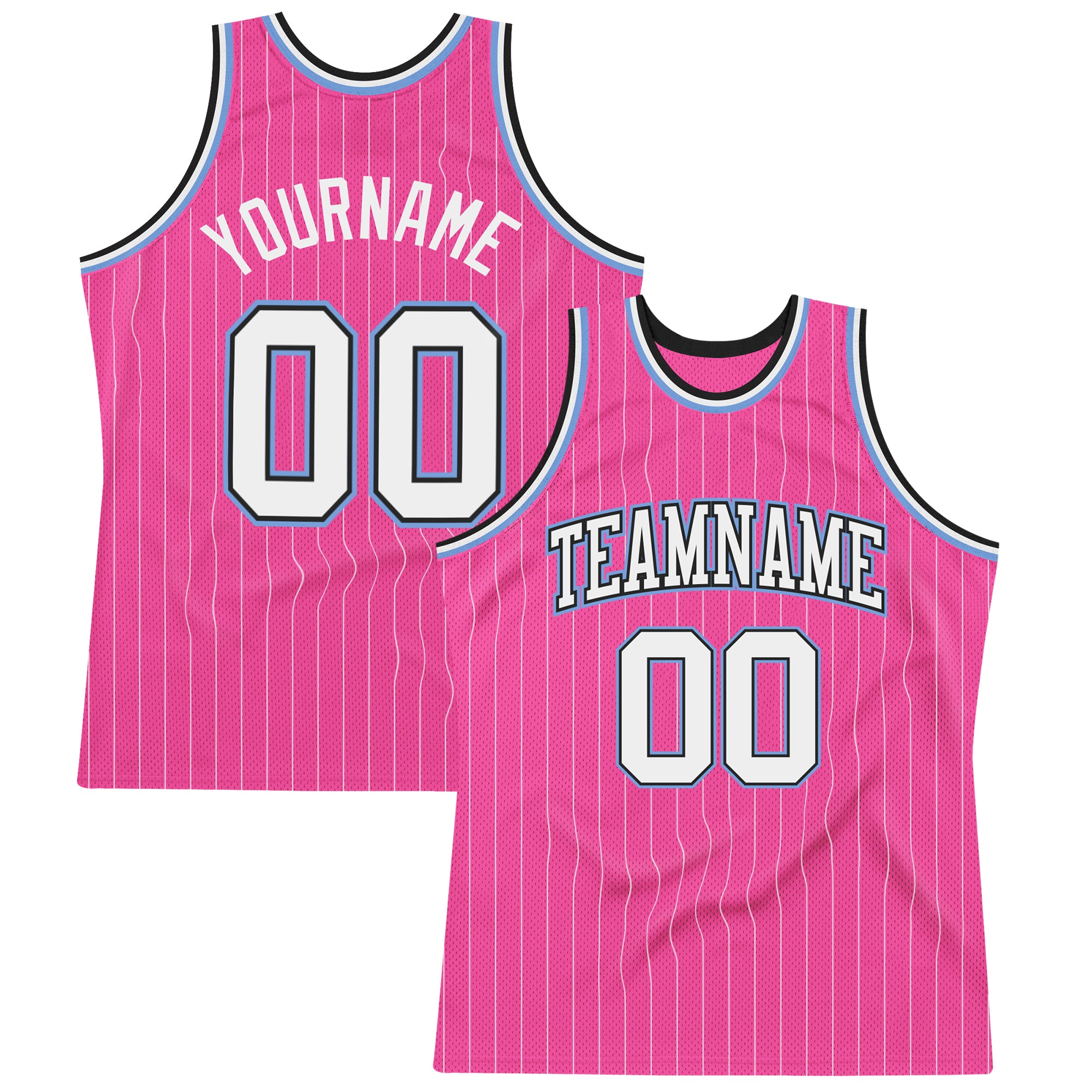 Cheap Custom Black White Pinstripe Pink-Light Blue Authentic Basketball  Jersey Free Shipping – CustomJerseysPro