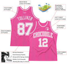 Load image into Gallery viewer, Custom Pink White Pinstripe White-Pink Authentic Basketball Jersey
