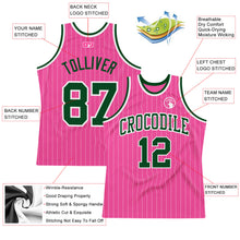 Laden Sie das Bild in den Galerie-Viewer, Custom Pink White Pinstripe Green-White Authentic Basketball Jersey
