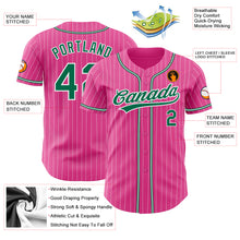 Laden Sie das Bild in den Galerie-Viewer, Custom Pink White Pinstripe Kelly Green Authentic Baseball Jersey
