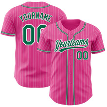 Laden Sie das Bild in den Galerie-Viewer, Custom Pink White Pinstripe Kelly Green Authentic Baseball Jersey
