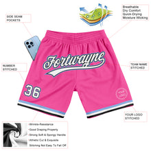 Laden Sie das Bild in den Galerie-Viewer, Custom Pink White Black-Light Blue Authentic Throwback Basketball Shorts

