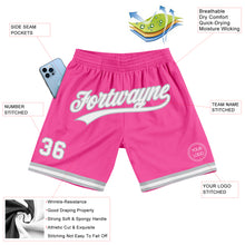Laden Sie das Bild in den Galerie-Viewer, Custom Pink White-Gray Authentic Throwback Basketball Shorts
