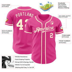 Custom Pink Cream Authentic Baseball Jersey