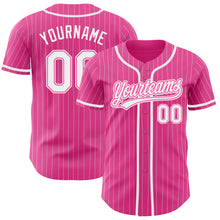 Laden Sie das Bild in den Galerie-Viewer, Custom Pink White Pinstripe White Authentic Baseball Jersey
