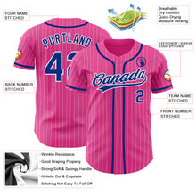 Load image into Gallery viewer, Custom Pink White Pinstripe Royal Authentic Baseball Jersey
