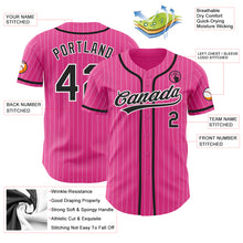 Load image into Gallery viewer, Custom Pink White Pinstripe Black Authentic Baseball Jersey
