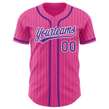 Laden Sie das Bild in den Galerie-Viewer, Custom Pink White Pinstripe Purple Authentic Baseball Jersey
