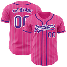 Laden Sie das Bild in den Galerie-Viewer, Custom Pink White Pinstripe Purple Authentic Baseball Jersey
