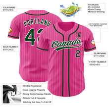 Laden Sie das Bild in den Galerie-Viewer, Custom Pink White Pinstripe Green Authentic Baseball Jersey
