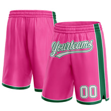 Laden Sie das Bild in den Galerie-Viewer, Custom Pink White-Kelly Green Authentic Basketball Shorts
