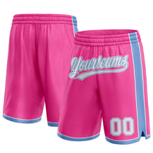 Laden Sie das Bild in den Galerie-Viewer, Custom Pink White-Light Blue Authentic Basketball Shorts
