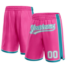 Laden Sie das Bild in den Galerie-Viewer, Custom Pink White-Teal Authentic Basketball Shorts
