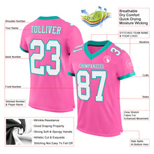 Laden Sie das Bild in den Galerie-Viewer, Custom Pink White-Aqua Mesh Authentic Football Jersey
