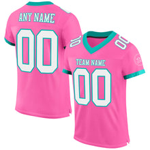 Load image into Gallery viewer, Custom Pink White-Aqua Mesh Authentic Football Jersey
