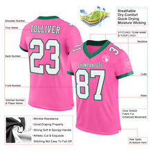 Load image into Gallery viewer, Custom Pink White-Kelly Green Mesh Authentic Football Jersey
