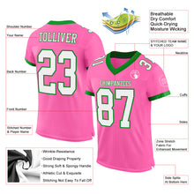 Laden Sie das Bild in den Galerie-Viewer, Custom Pink White-Grass Green Mesh Authentic Football Jersey
