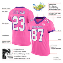 Load image into Gallery viewer, Custom Pink White-Purple Mesh Authentic Football Jersey
