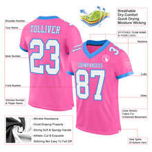 Load image into Gallery viewer, Custom Pink White-Electric Blue Mesh Authentic Football Jersey
