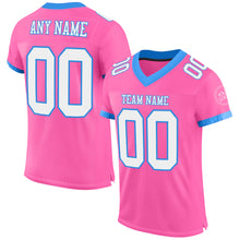 Laden Sie das Bild in den Galerie-Viewer, Custom Pink White-Electric Blue Mesh Authentic Football Jersey
