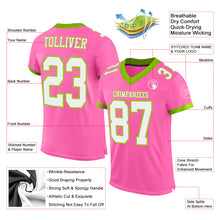 Laden Sie das Bild in den Galerie-Viewer, Custom Pink White-Neon Green Mesh Authentic Football Jersey

