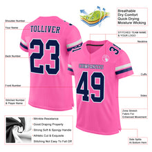 Load image into Gallery viewer, Custom Pink Navy-White Mesh Authentic Football Jersey
