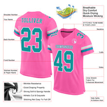 Laden Sie das Bild in den Galerie-Viewer, Custom Pink Teal-White Mesh Authentic Football Jersey
