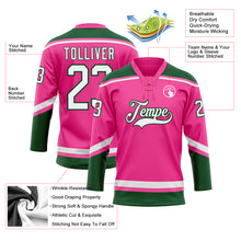 Laden Sie das Bild in den Galerie-Viewer, Custom Pink White-Green Hockey Lace Neck Jersey
