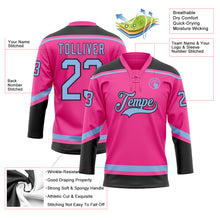 Laden Sie das Bild in den Galerie-Viewer, Custom Pink Light Blue-Black Hockey Lace Neck Jersey
