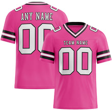 Laden Sie das Bild in den Galerie-Viewer, Custom Pink White-Black Mesh Authentic Football Jersey
